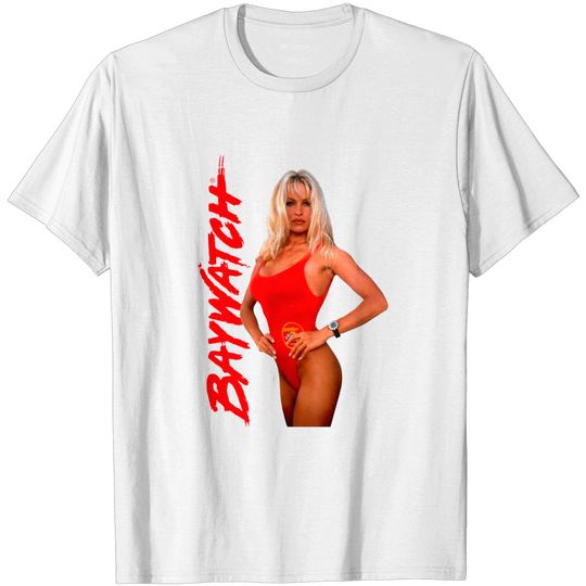 Baywatch 90s Beach Drama Series Pamela Cut Out White Adult T-Shirt Tee