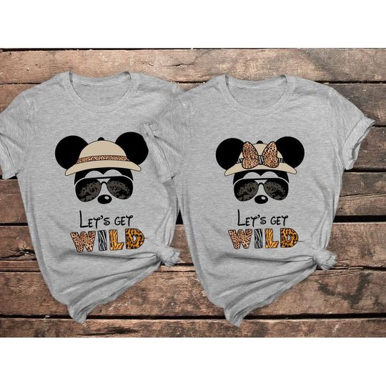 Lets Get Wild Disney Animal Kingdom Theme Park 2022 Matching Family Safari Mickey and Minnie Custom T-Shirt