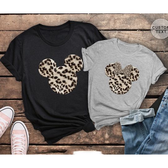 Personalized Disney Safary Shirt, Disney Minnie Mickey Mouse Leopard Print, Matching Animal Kingdom Shirts