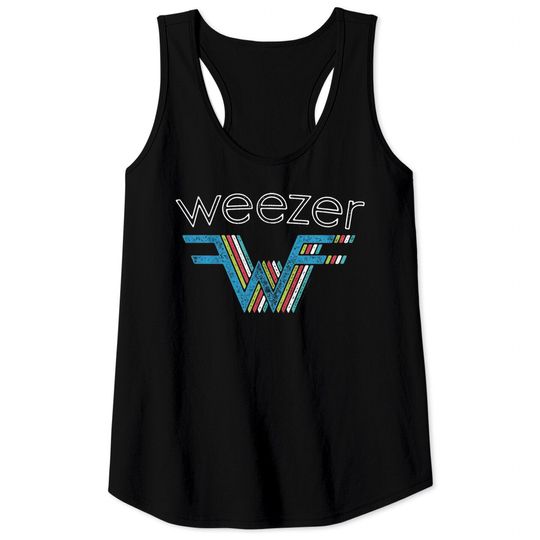 Weezer Rock Band 3D Multi-Colored Stacked Logo Adult Short Sleeve Tank Tops Tee