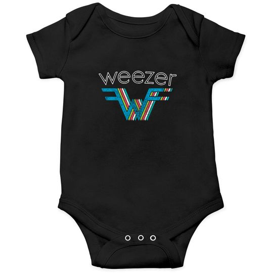 Weezer Rock Band 3D Multi-Colored Stacked Logo Adult Short Sleeve Onesie Onesies