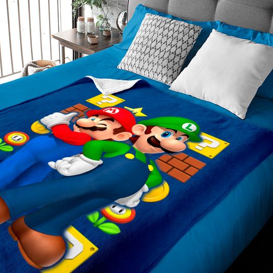 Mario Baby Blankets Nintendo Super Mario Luigi Thumbs Up Graphic