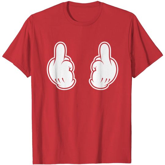 Cartoon Middle Finger T-Shirt Cartoon Two Middle Fingers Flipping Off Double Bird Funny