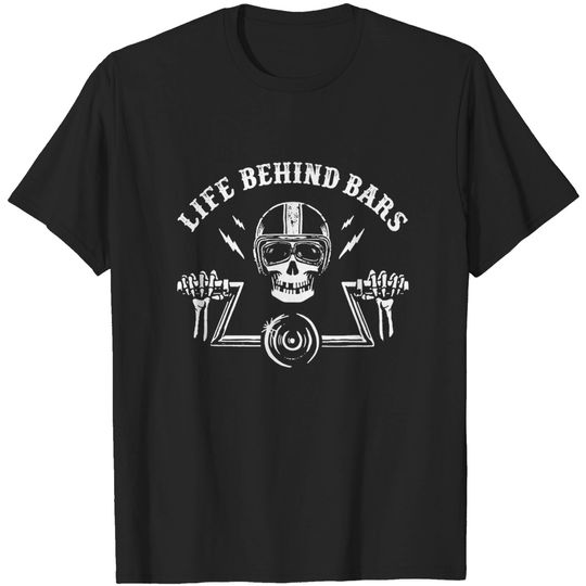 Motorcycle T Shirt Life Behind Bars Cool Biker Mens Women Harley Graphic Tee Route 66 Funny Saying Indian Triumph Sturgis