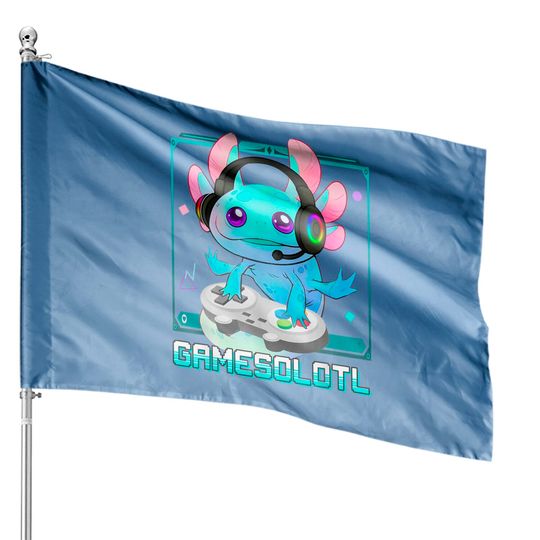 Cute Axolotl Lover Gamesalotl Gaming Axolotl House Flags