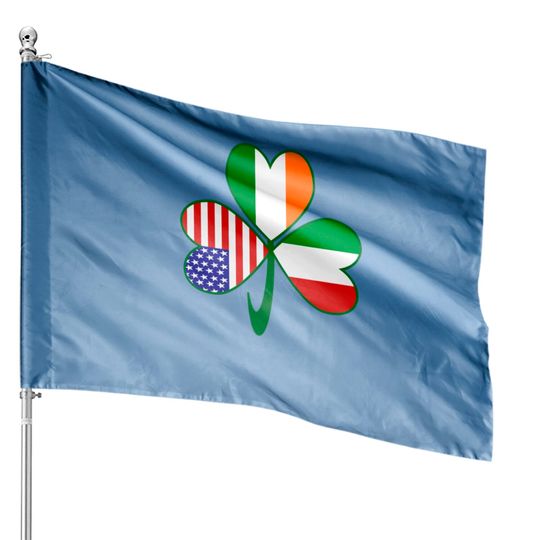 Italian Irish American Shamrock House Flags