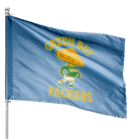 Retro Style Green Bay Packers Cheese Head - Green Bay Packers - House Flags