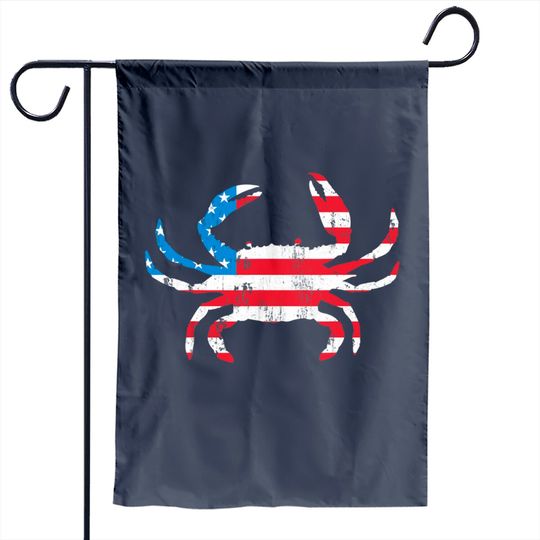 Crab Vintage American Flag Garden Flag