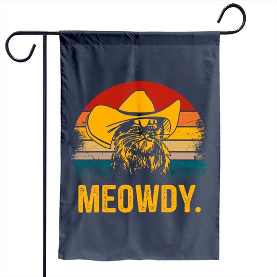 Cowboy Cat Garden Flag Vintage Meowdy Cowboy Cat