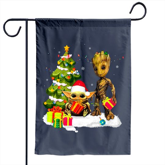 Baby Groot And Baby Yoda Merry Christmas Garden Flag