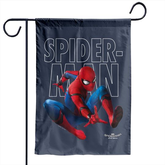 Spider-man Homecoming Outlined Epic Jump Pose Garden Flag