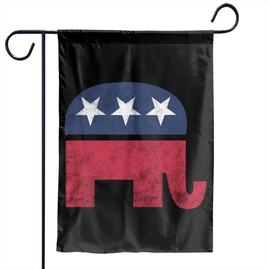 Tee Luv Republican Elephant Garden Flag - Soft Touch Grey Gop Elephant Garden Flag