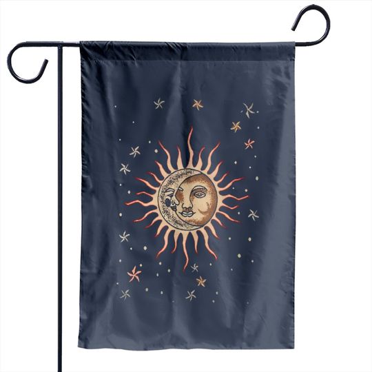 Vintage Sun And Moon Graphic Garden Flag