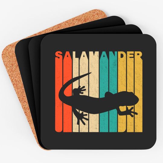 Vintage Retro Style Salamander Silhouette Coaster