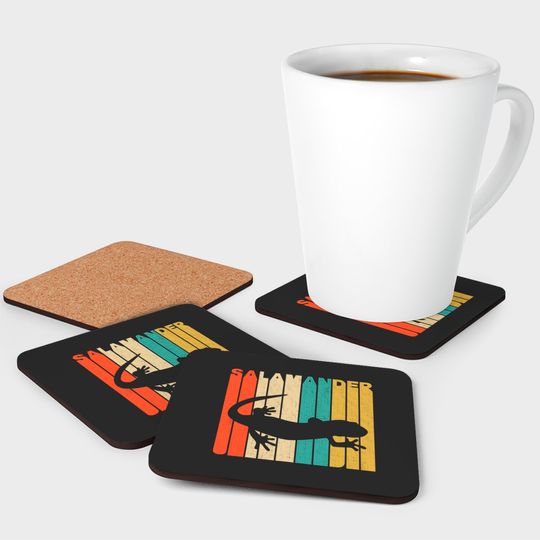 Vintage Retro Style Salamander Silhouette Coaster