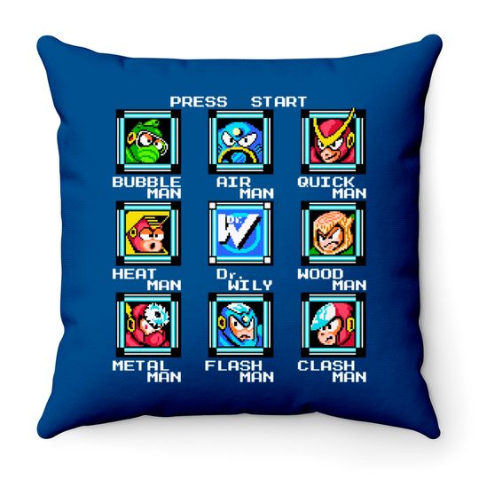 Mega Man - Mens Stage Select Throw Pillows