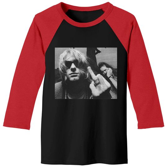 Kurt Cobain Shirt / Vintage Middle Finger Funny Nirvana 90s Photo Graphic Baseball Tees
