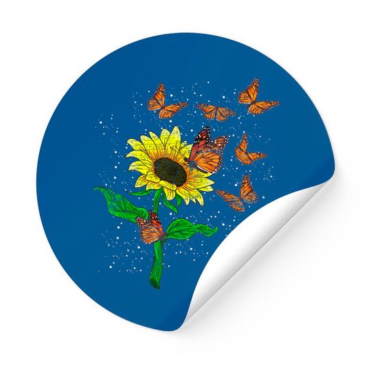 Flower Blossom Butterflies Nature Butterfly Sunflower Sticker