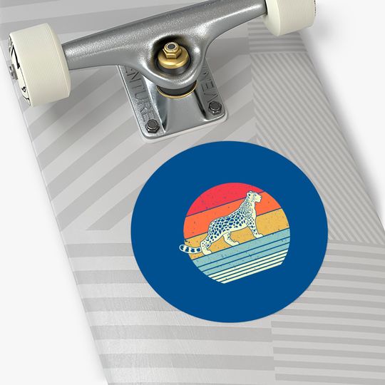 Snow Leopard Sticker. Retro Style Sticker
