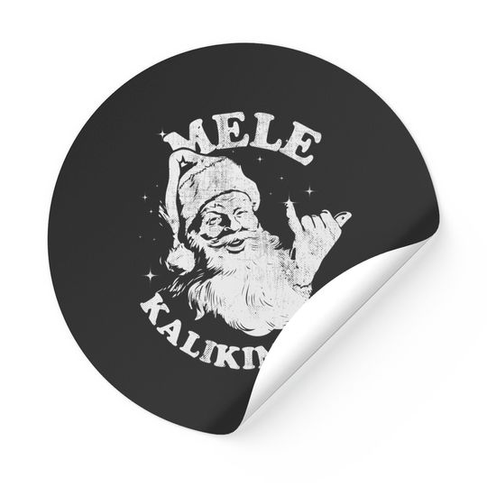 Retro Christmas Mele Kalikimaka Santa Shaka Hawaii Sticker