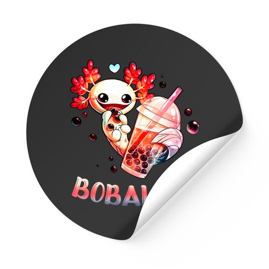 Cute Axolotl Lover Bobalotl Boba Kawaii Axolotl Food Sweets Premium Sticker