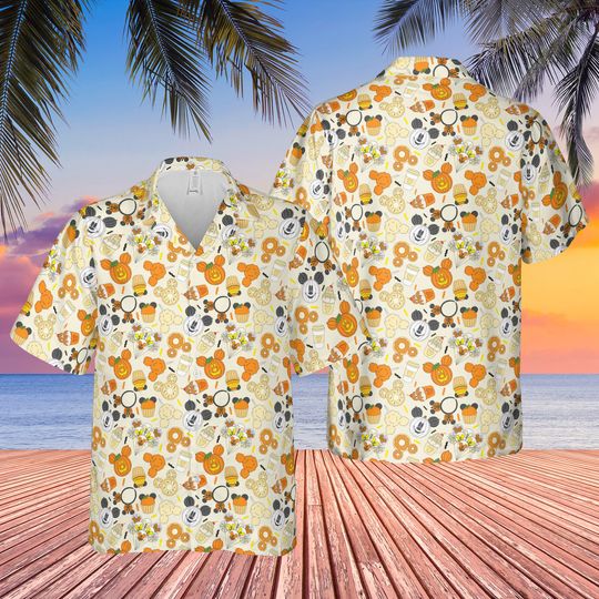 Disney Halloween Snacks - Men's Button Down  Hawaiians Shirt
