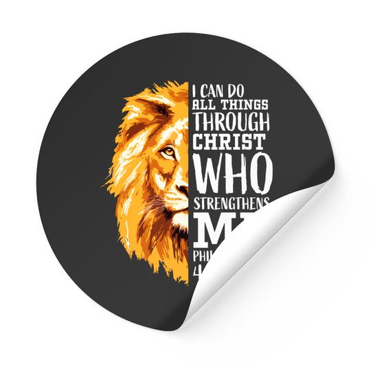 Philippians 4:13 Christian Verse Gifts Men Religious Lion Sticker