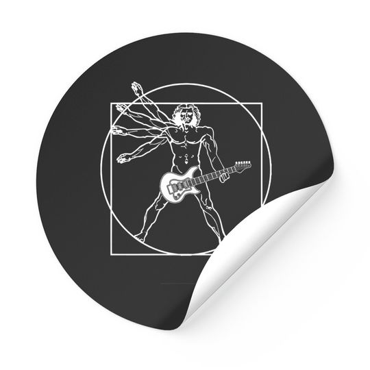 Vitruvian Man Guitar Player Da Vinci Guitarist Rocker Gift Sticker