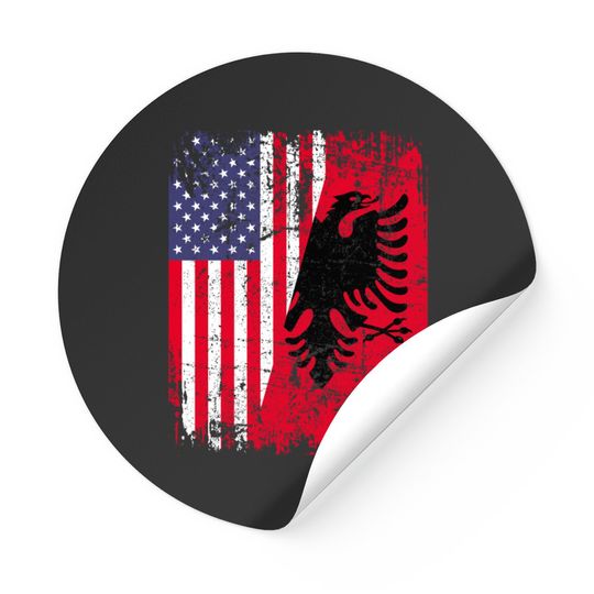 Albanian Roots | American Flag | Albania Sticker
