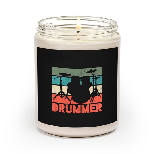 Drummer Drum Set Vintage Retro Gift Scented Candles