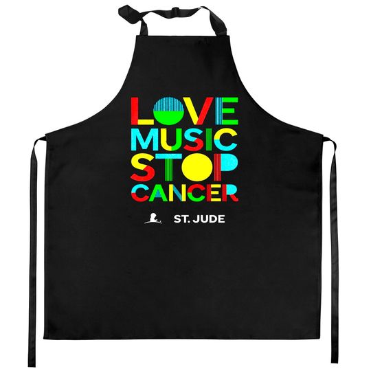 St Jude music shirt, 2022 Love Music Stop Cancer Kitchen Aprons