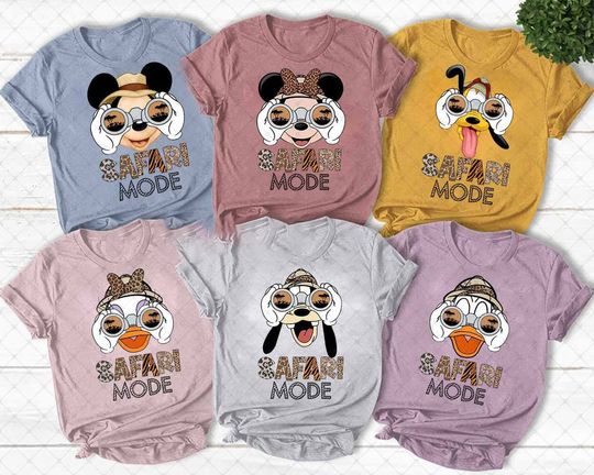 Disney animal Kingdom safari mode Group matching shirts, Disney adventure shirts, Leopard Mickey Minnie Goofy Donald shirt