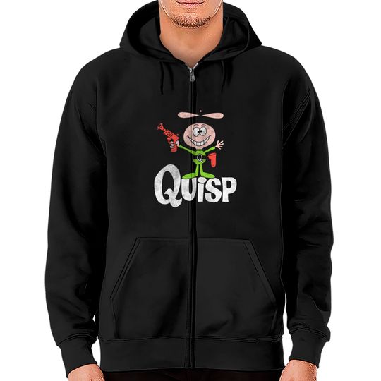 Quisp (original logo, weathered) Zip Hoodies