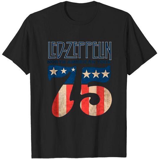 LED ZPELIN North American Tour 75 USA Flag  T Shirt