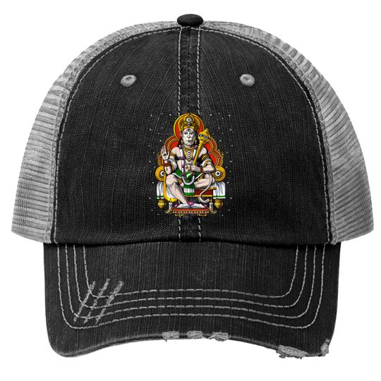 Psychedelic Hindu God Hanuman Trucker Hats