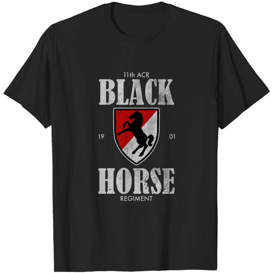11th Armored Cavalry Regiment (distressed) - Black Horse Regiment - T-Shirt