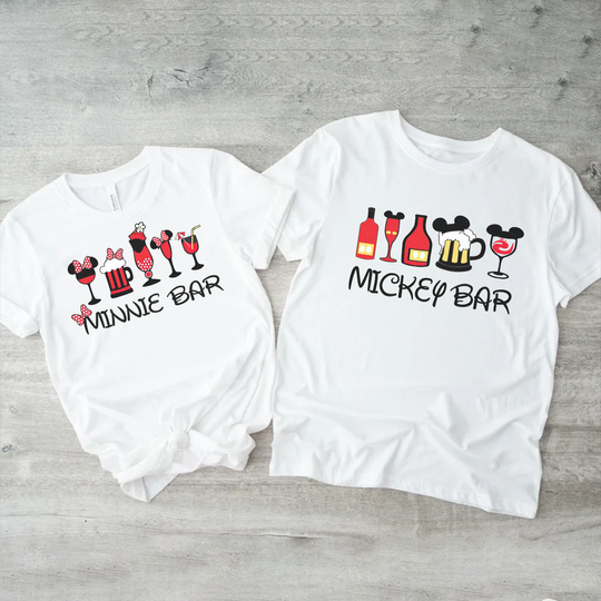 Minnie Bar And Mickey Bar, Food and Wine Disney Shirt, Couples Minnie Mickey Bar Matching Custom Shirts