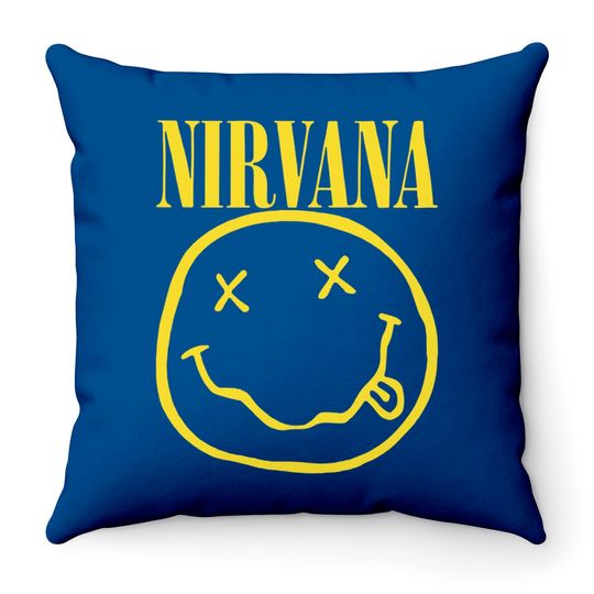 Nirvana Unisex Pullover Throw Pillows: Yellow Smiley