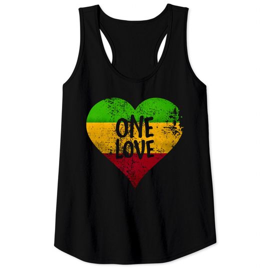One Love Rastafari Tank Tops Jamaica Retro Vintage Gift Tank Tops