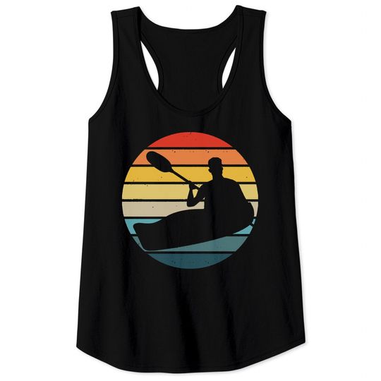 Canoe Canoeing Silhouette On A Distressed Retro Sunset graphic Tank Tops