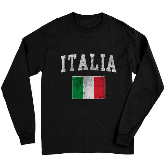 Vintage Italia Italian Flag Italy Italiano Gift Te Long Sleeves