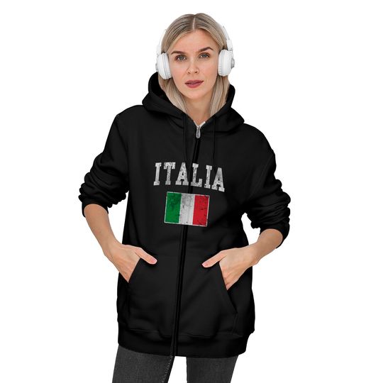 Vintage Italia Italian Flag Italy Italiano Gift Te Zip Hoodies