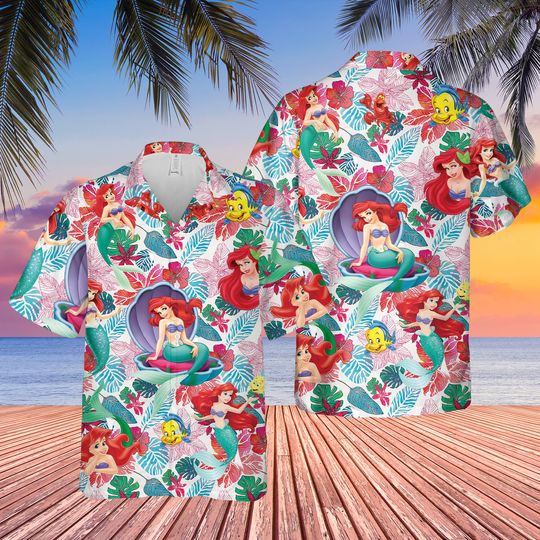 Little Mermaid Hawaiian Shirt, Ariel Aloha Shirt