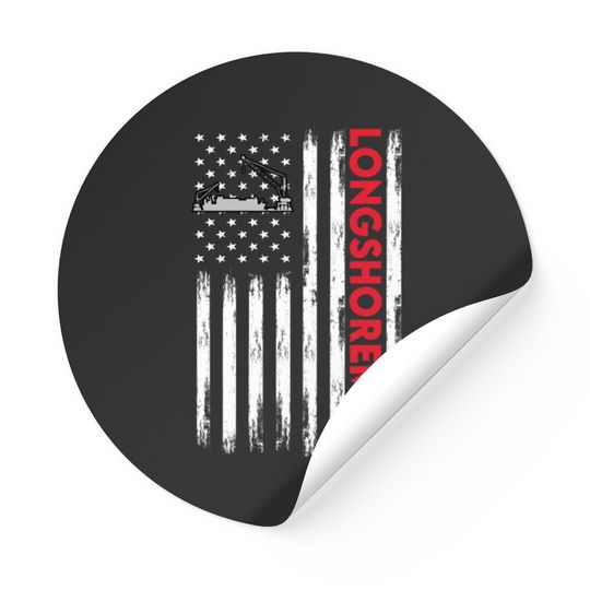 Longshoreman USA Flag Sticker Stickers