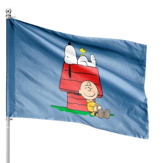 Snoopy Woodstock and Charlie Brown take a nap - Snoopy - House Flags