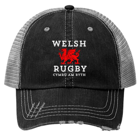 Cymru Am Byth Welsh Rugby Wales Forever Dragon Trucker Hats Trucker Hat