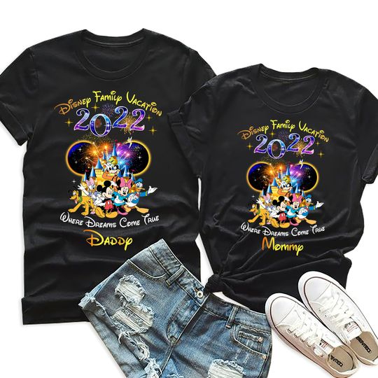 Disney Family Vacation 2022 custom name shirts, Family matching shirts, Mickey mouse t-shirt, Disney world Disneyland shirts