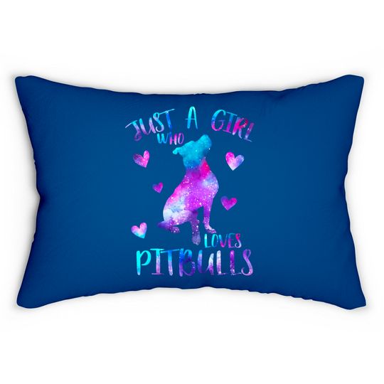 Pitbull Logo Lumbar Pillows Just a Girl Who Loves Pitbulls Galaxy Space Pitbull Dog Mom