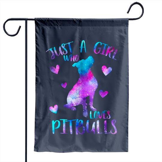 Pitbull Logo Garden Flags Just a Girl Who Loves Pitbulls Galaxy Space Pitbull Dog Mom