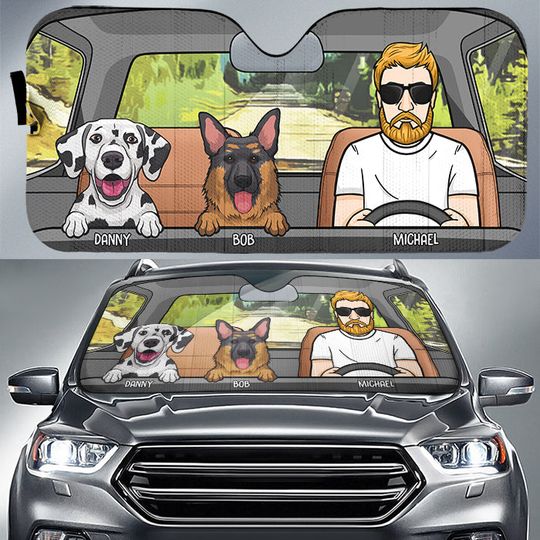 Car Protection With Fur Babies - Personalized Dog Auto Sun Shade